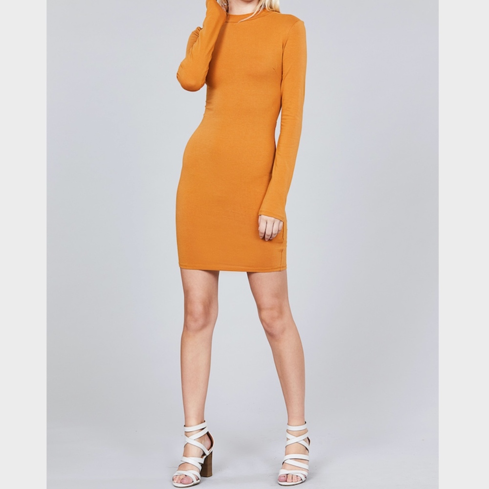 💃🏻 Long Sleeve Mock Neck Strappy Back Mini Dress - Picture 6 of 6